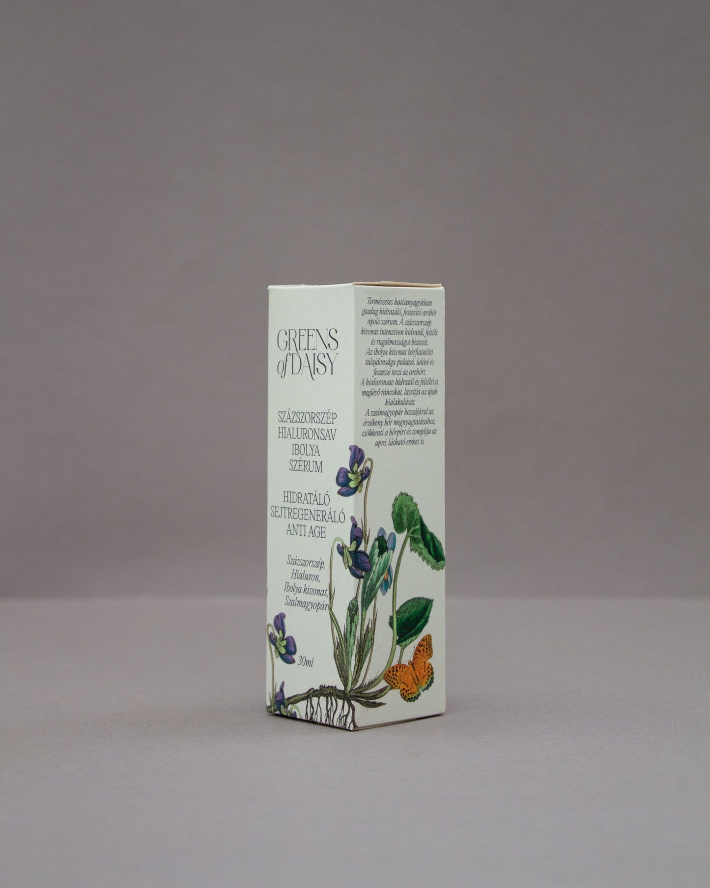 Hialuron szérum ibolya és szalmagyopár kivonattal